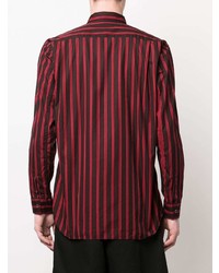 rotes und schwarzes vertikal gestreiftes Langarmhemd von Comme Des Garcons SHIRT