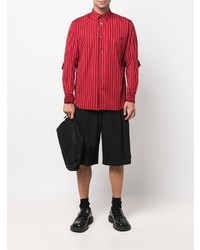 rotes und schwarzes vertikal gestreiftes Langarmhemd von Comme Des Garcons SHIRT