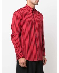 rotes und schwarzes vertikal gestreiftes Langarmhemd von Comme Des Garcons SHIRT