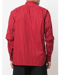 rotes und schwarzes vertikal gestreiftes Langarmhemd von Comme Des Garcons SHIRT