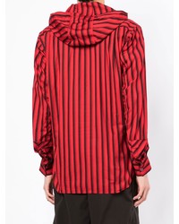 rotes und schwarzes vertikal gestreiftes Langarmhemd von Comme Des Garcons SHIRT