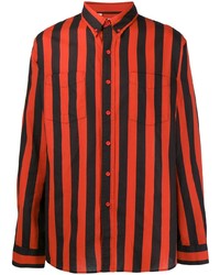 rotes und schwarzes vertikal gestreiftes Langarmhemd von Levi's Vintage Clothing