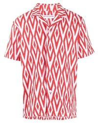 rotes und weißes bedrucktes Kurzarmhemd von Orlebar Brown
