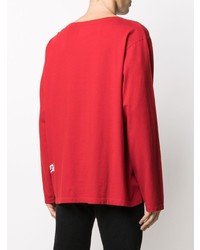 rotes und weißes bedrucktes Langarmshirt von Greg Lauren X Paul & Shark