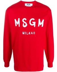 rotes und weißes bedrucktes Langarmshirt von MSGM