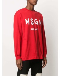 rotes und weißes bedrucktes Langarmshirt von MSGM