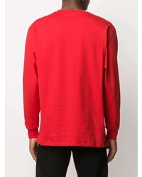 rotes und weißes bedrucktes Langarmshirt von MSGM