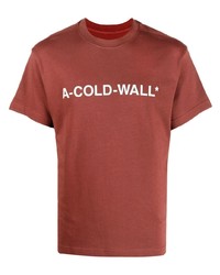 rotes und weißes bedrucktes T-Shirt mit einem Rundhalsausschnitt von A-Cold-Wall*