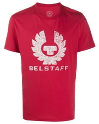rotes und weißes bedrucktes T-Shirt mit einem Rundhalsausschnitt von Belstaff