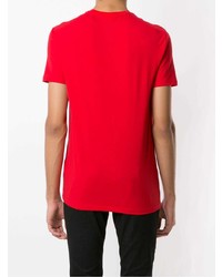 rotes und weißes bedrucktes T-Shirt mit einem Rundhalsausschnitt von Armani Exchange