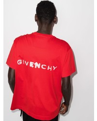 rotes und weißes bedrucktes T-Shirt mit einem Rundhalsausschnitt von Givenchy