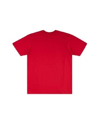 rotes und weißes bedrucktes T-Shirt mit einem Rundhalsausschnitt von Supreme