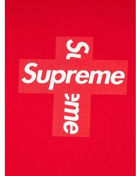 rotes und weißes bedrucktes T-Shirt mit einem Rundhalsausschnitt von Supreme