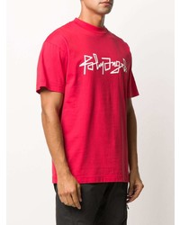 rotes und weißes bedrucktes T-Shirt mit einem Rundhalsausschnitt von Palm Angels