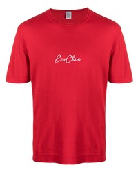 rotes und weißes bedrucktes T-Shirt mit einem Rundhalsausschnitt von Eleventy