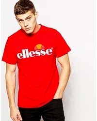 rotes und weißes bedrucktes T-Shirt mit einem Rundhalsausschnitt von Ellesse