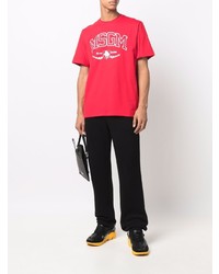 rotes und weißes bedrucktes T-Shirt mit einem Rundhalsausschnitt von MSGM