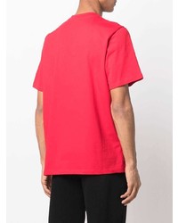 rotes und weißes bedrucktes T-Shirt mit einem Rundhalsausschnitt von MSGM