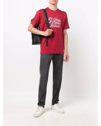 rotes und weißes bedrucktes T-Shirt mit einem Rundhalsausschnitt von Z Zegna