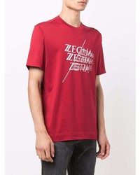 rotes und weißes bedrucktes T-Shirt mit einem Rundhalsausschnitt von Z Zegna