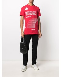 rotes und weißes bedrucktes T-Shirt mit einem Rundhalsausschnitt von DSQUARED2