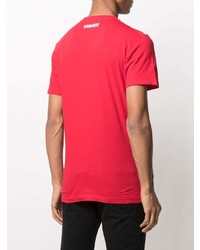 rotes und weißes bedrucktes T-Shirt mit einem Rundhalsausschnitt von DSQUARED2