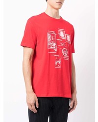 rotes und weißes bedrucktes T-Shirt mit einem Rundhalsausschnitt von Armani Exchange