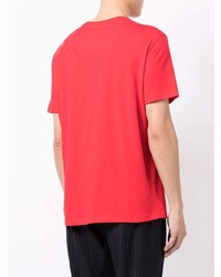 rotes und weißes bedrucktes T-Shirt mit einem Rundhalsausschnitt von Armani Exchange