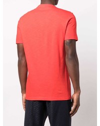 rotes und weißes bedrucktes T-Shirt mit einem Rundhalsausschnitt von Versace
