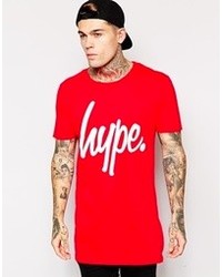 rotes und weißes bedrucktes T-Shirt mit einem Rundhalsausschnitt von Hype
