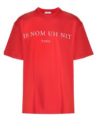 rotes und weißes bedrucktes T-Shirt mit einem Rundhalsausschnitt von Ih Nom Uh Nit