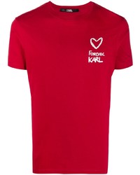 rotes und weißes bedrucktes T-Shirt mit einem Rundhalsausschnitt von Karl Lagerfeld