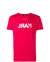 rotes und weißes bedrucktes T-Shirt mit einem Rundhalsausschnitt von Karl Lagerfeld