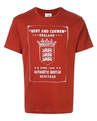 rotes und weißes bedrucktes T-Shirt mit einem Rundhalsausschnitt von Kent & Curwen