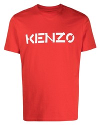 rotes und weißes bedrucktes T-Shirt mit einem Rundhalsausschnitt von Kenzo