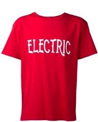 rotes und weißes bedrucktes T-Shirt mit einem Rundhalsausschnitt von Kitsune