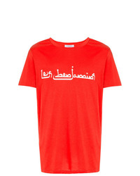 rotes und weißes bedrucktes T-Shirt mit einem Rundhalsausschnitt von Les Benjamins