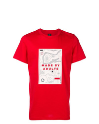 rotes und weißes bedrucktes T-Shirt mit einem Rundhalsausschnitt von Les Bohemiens