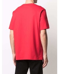 rotes und weißes bedrucktes T-Shirt mit einem Rundhalsausschnitt von MSGM