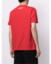 rotes und weißes bedrucktes T-Shirt mit einem Rundhalsausschnitt von Ea7 Emporio Armani