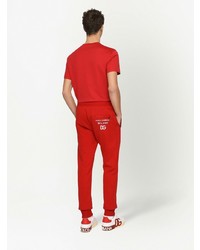 rotes und weißes bedrucktes T-Shirt mit einem Rundhalsausschnitt von Dolce & Gabbana