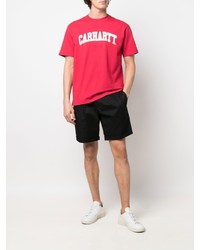 rotes und weißes bedrucktes T-Shirt mit einem Rundhalsausschnitt von Carhartt WIP