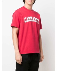 rotes und weißes bedrucktes T-Shirt mit einem Rundhalsausschnitt von Carhartt WIP