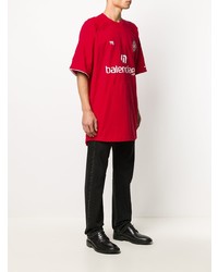 rotes und weißes bedrucktes T-Shirt mit einem Rundhalsausschnitt von Balenciaga