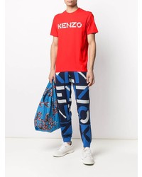 rotes und weißes bedrucktes T-Shirt mit einem Rundhalsausschnitt von Kenzo