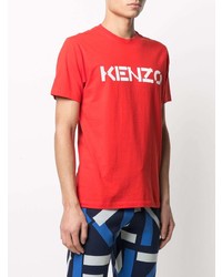 rotes und weißes bedrucktes T-Shirt mit einem Rundhalsausschnitt von Kenzo