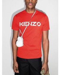 rotes und weißes bedrucktes T-Shirt mit einem Rundhalsausschnitt von Kenzo