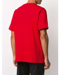 rotes und weißes bedrucktes T-Shirt mit einem Rundhalsausschnitt von MSGM