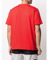 rotes und weißes bedrucktes T-Shirt mit einem Rundhalsausschnitt von MSGM