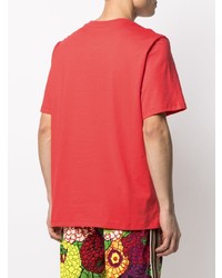 rotes und weißes bedrucktes T-Shirt mit einem Rundhalsausschnitt von MSGM